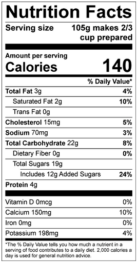 French Vanilla Nutritional Facts