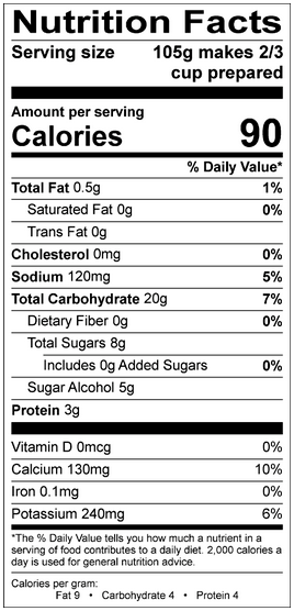 NSA Tahitian Vanilla Nutritional Facts