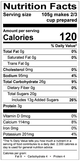 Tahitian Vanilla Nutritional Facts