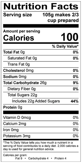 Valencia Orange Sorbet Nutritional Facts